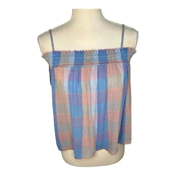 NEW LOFT Petite XS Plaid Smocked‎ Bow Strap Cami NWT - Picture 2 of 8